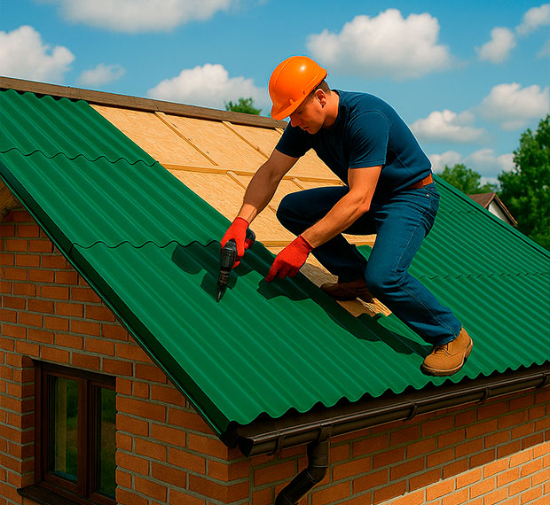 Монтаж кровли из профнастила в Черноголовке